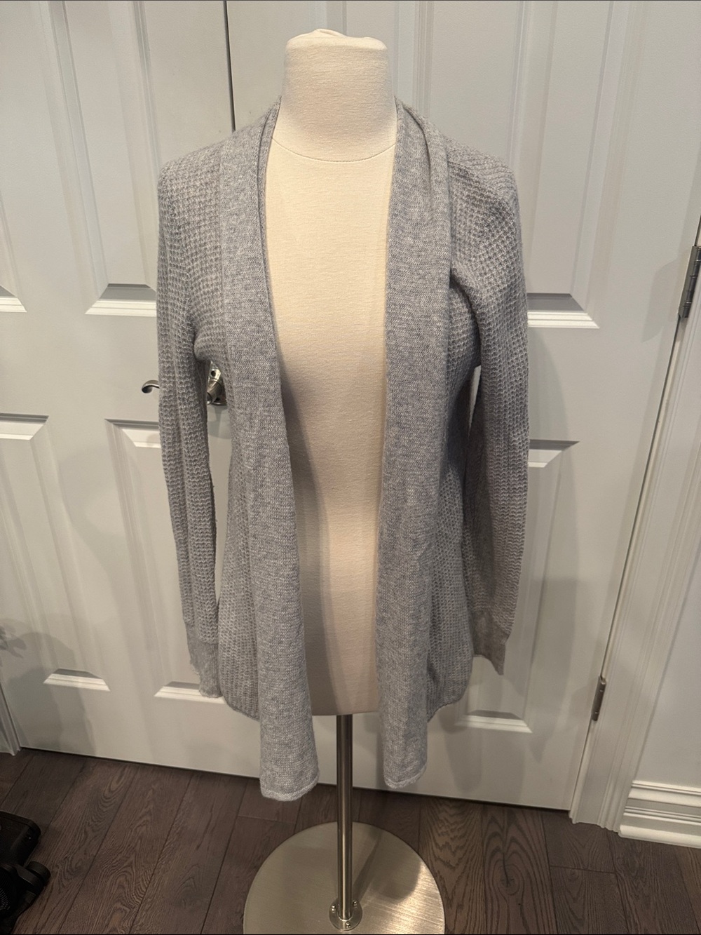 Aqua Light Gray Open-Front Cardigan Sweater